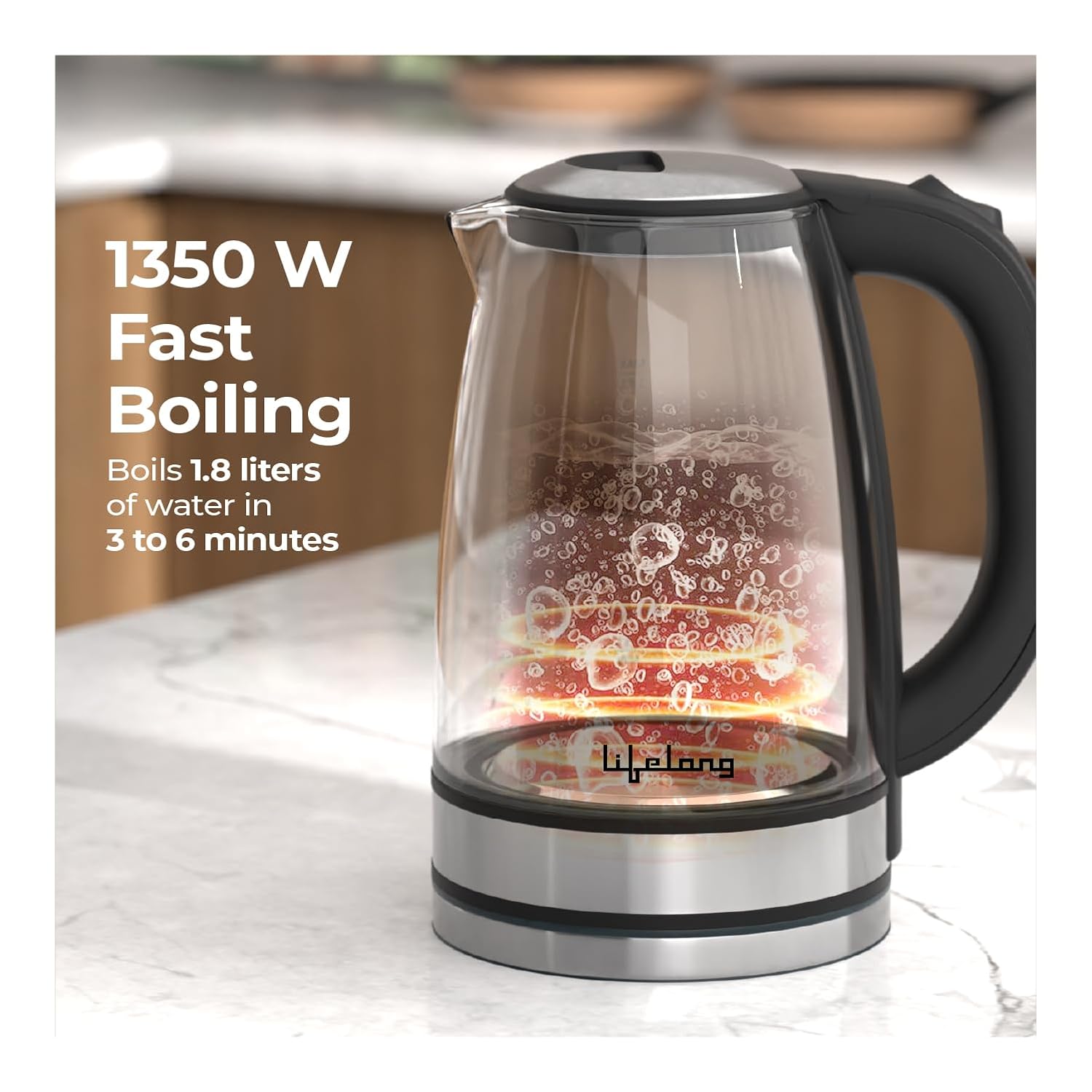 Lifelong Glass Electric Kettle 1.8L LLEKG01